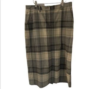 Lands end classic fit maxi length flannel plaid skirt size 12 preppy